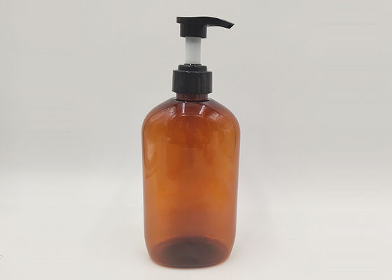 350ml de vlakke Plastic Kosmetische Flessen van de Vorm Amberkleur voor Shampoo met Lotionpomp